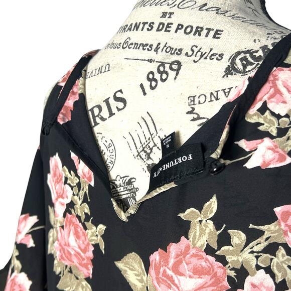 Fortune + Ivy MEDIUM Anwe Cold Shoulder Top - Stitch Fix Floral Chiffon Blouse - Picture 9 of 16